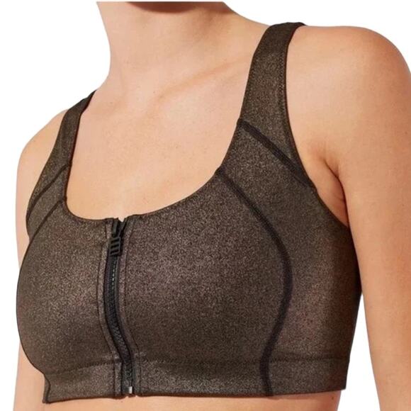 NWT! Solid & Striped High Tide Zip Front Bra Gold Foil - Size 2XL - Picture 5 of 9